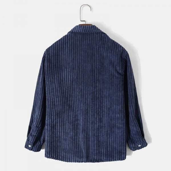 Loose Solid Color Corduroy Long Sleeve Shirt